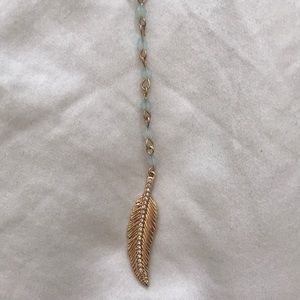 Beaded Feather Necklace, 18 in long